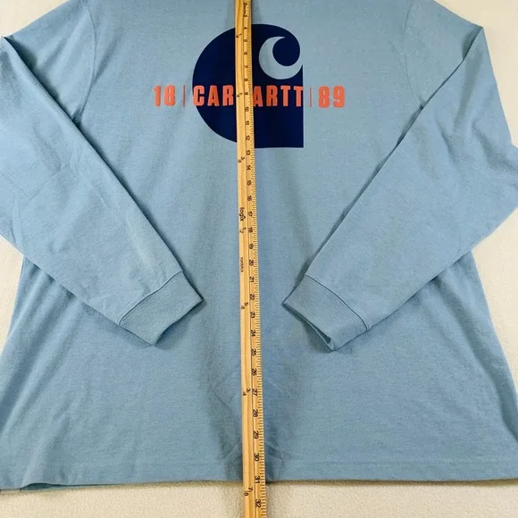 NWT Carhartt C Graphic T-Shirt Mens Relaxed Fit Heavyweight Long Sleeve 2XL Blue - Picture 10 of 11